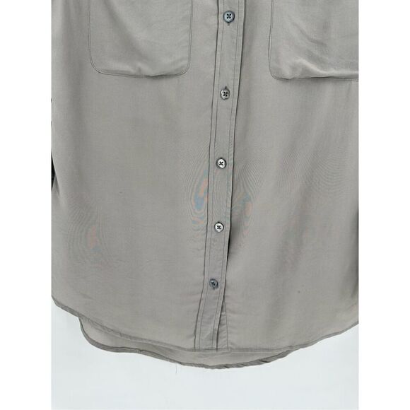 Equipment Women's Silk Collared Long Sleeve Button Up Shirt Gray Size XS - Picture 7 of 10